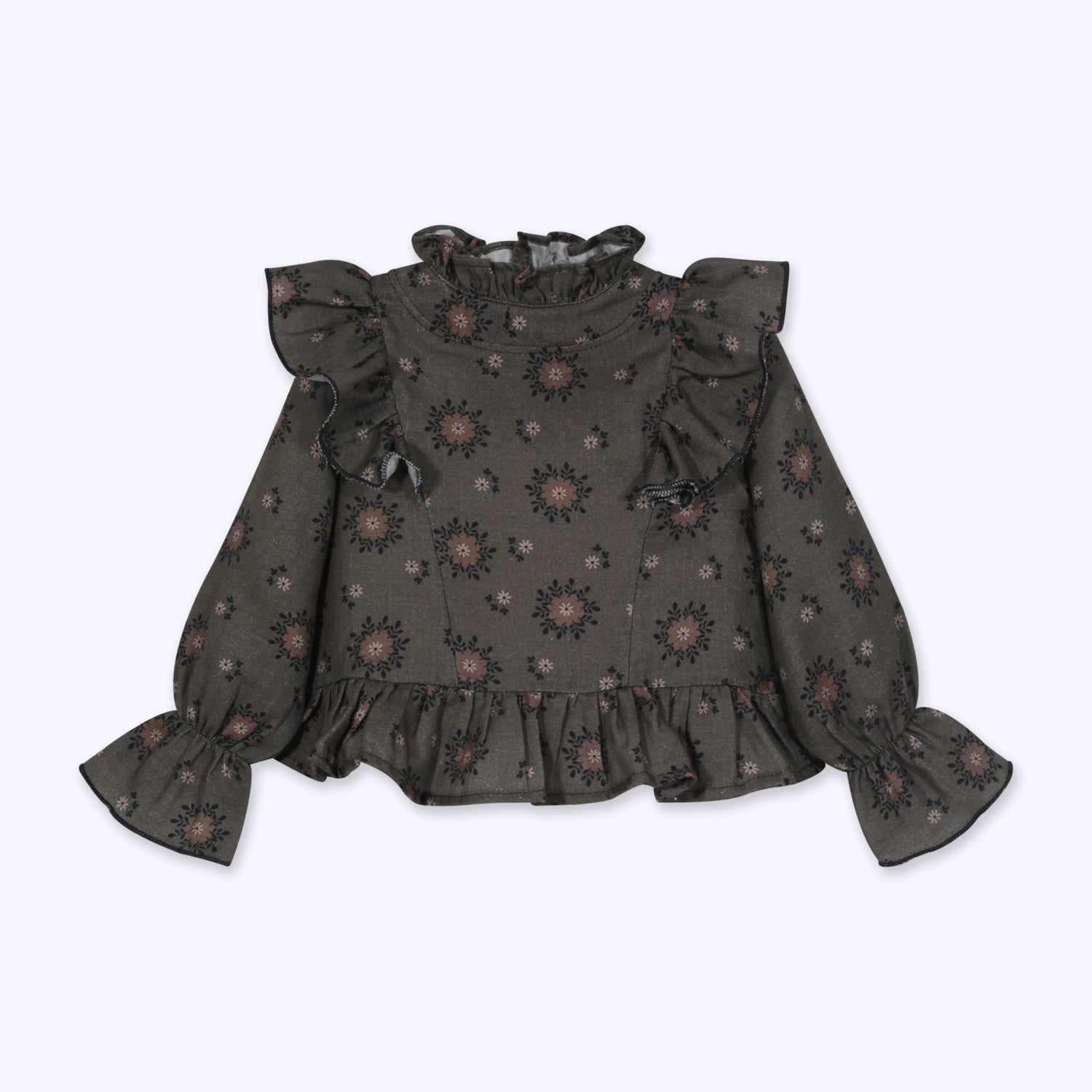Blusa niña cuello alto floral