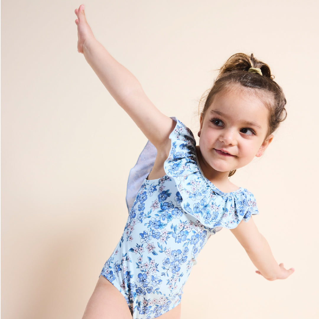 Traje de baño sin mangas azul