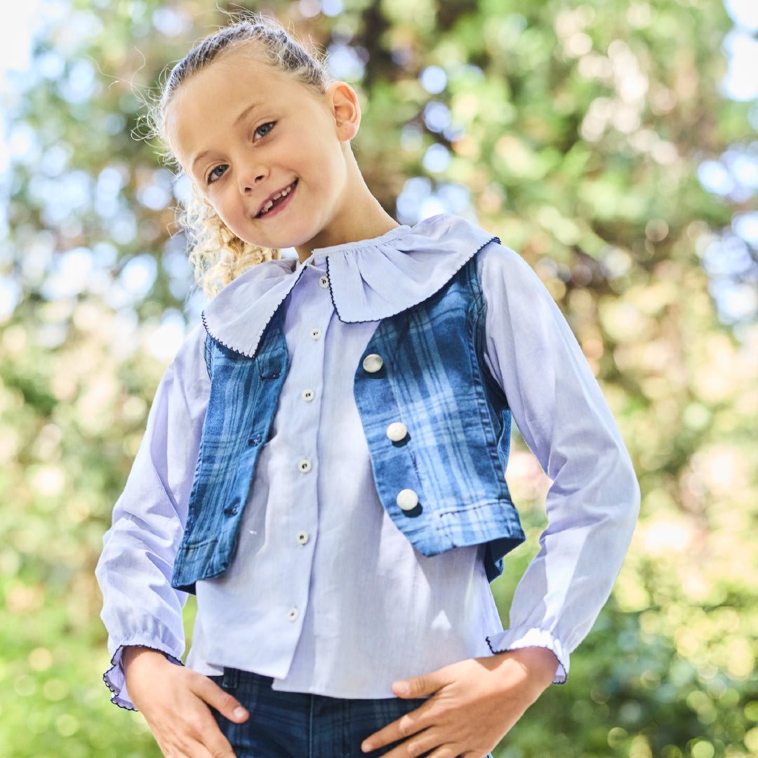 Gillette cuadrille fondo denim oscuro