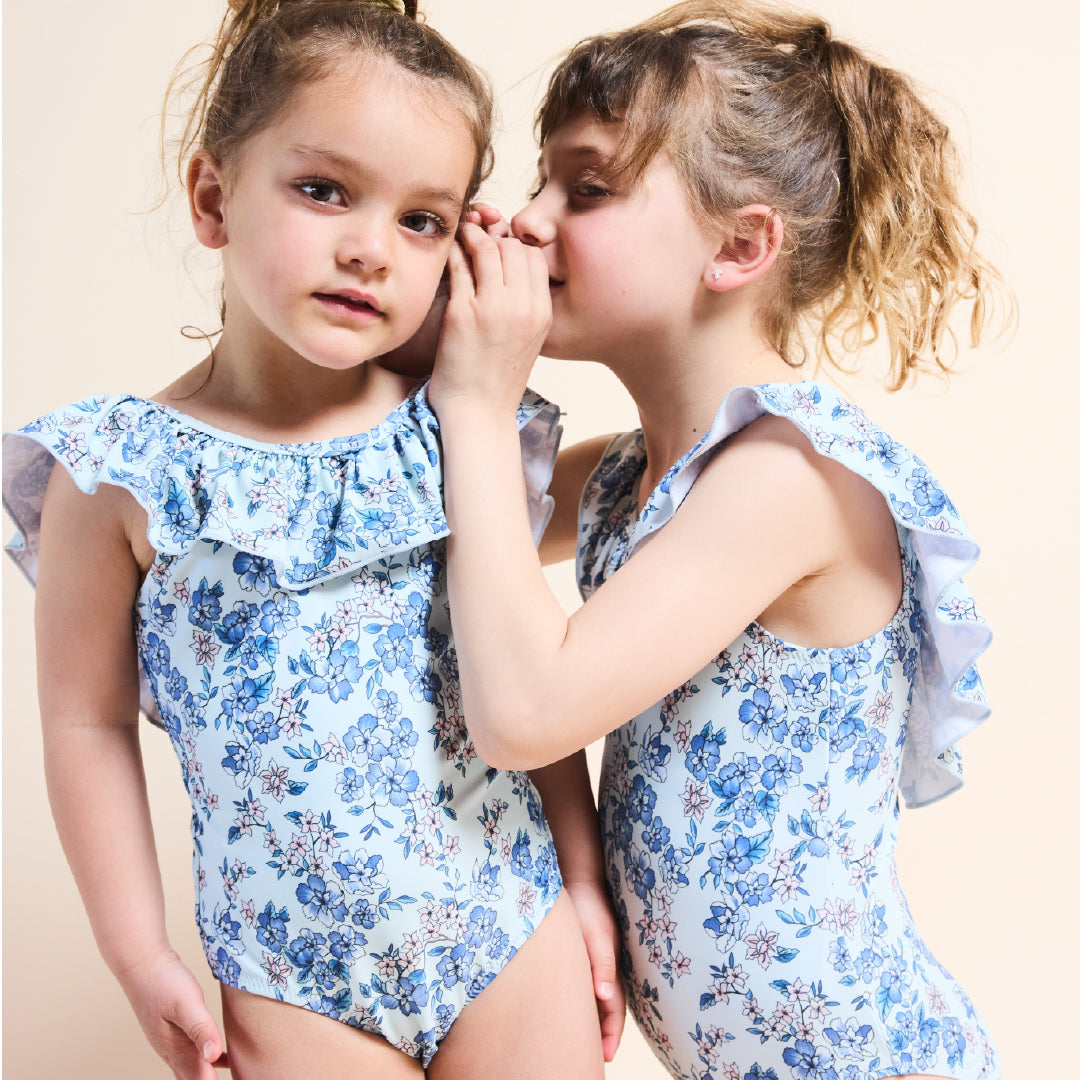 Traje de baño sin mangas azul