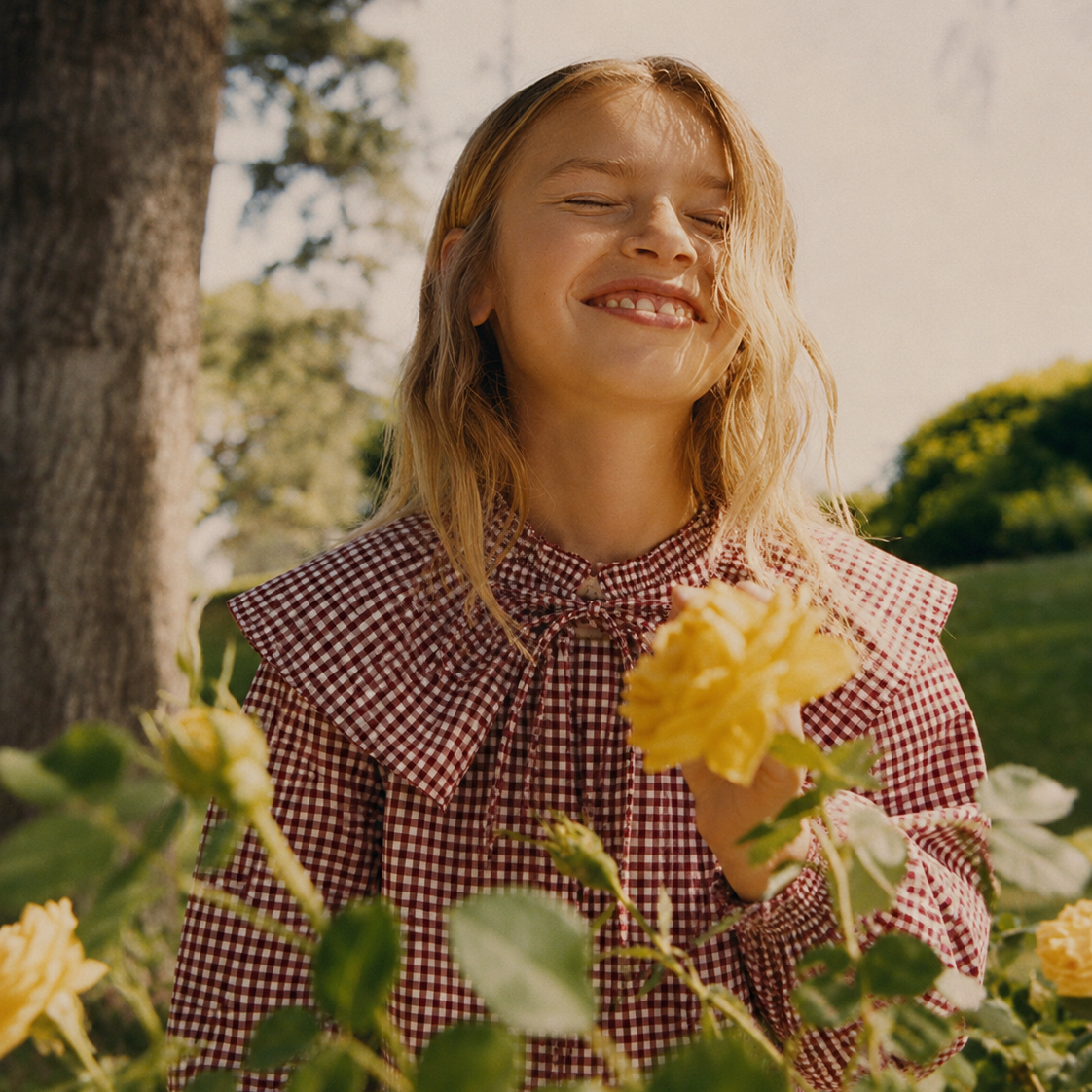 Blusa niña Vichy burdeo