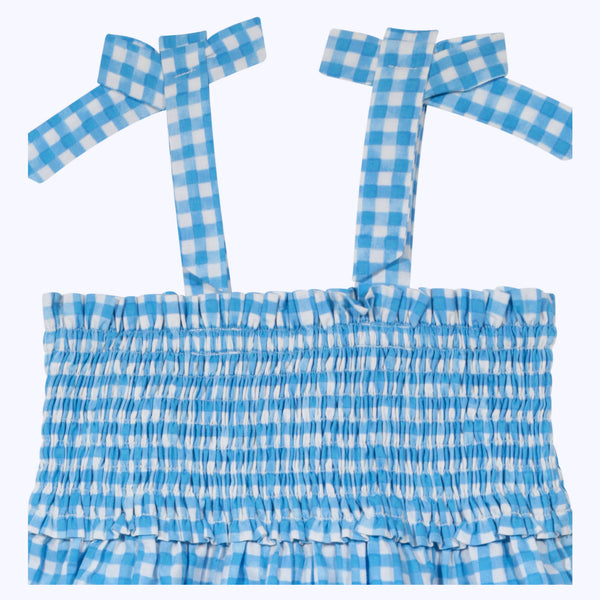 VESTIDO LILI CORTO CUADRILLE AZUL