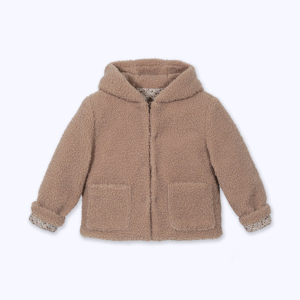 ABRIGO PIEL HOODIE BEIGE