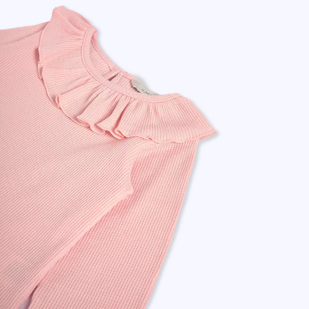 Polera cuello vuelo rosada