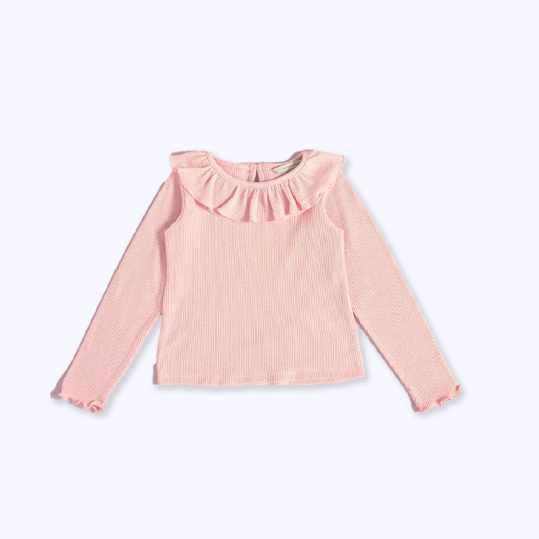 Polera cuello vuelo rosada