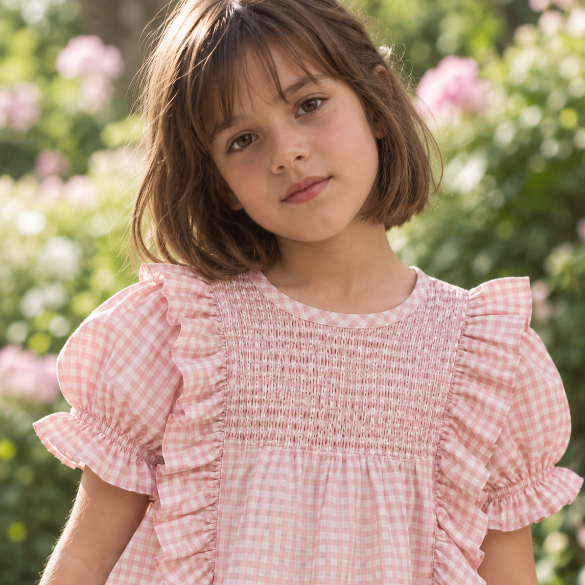 Blusa Aurora vichy rosada