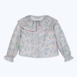 BLUSA BIANCA FONDO CELESTE