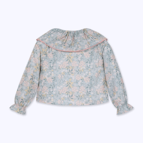 BLUSA BIANCA FONDO CELESTE