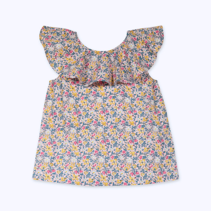 BLUSA CUELLO FLORES MOSTAZAS