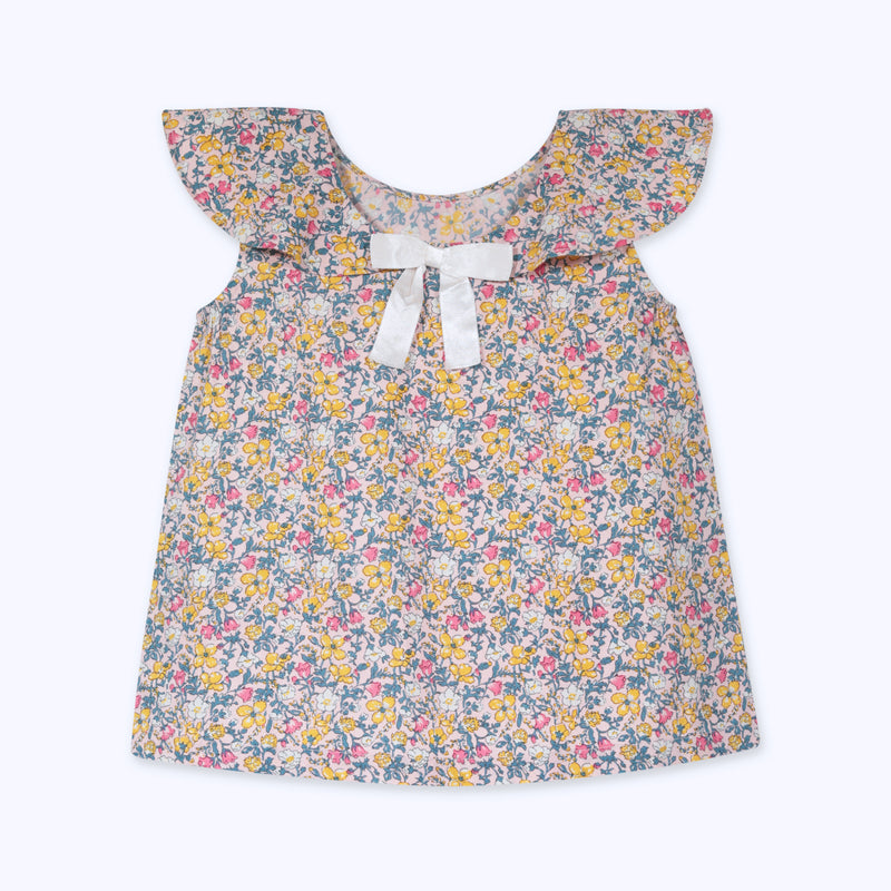 BLUSA CUELLO FLORES MOSTAZAS